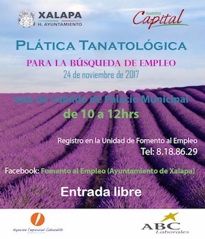 Plática tanatológica para la búsqueda de empleo, próximo viernes